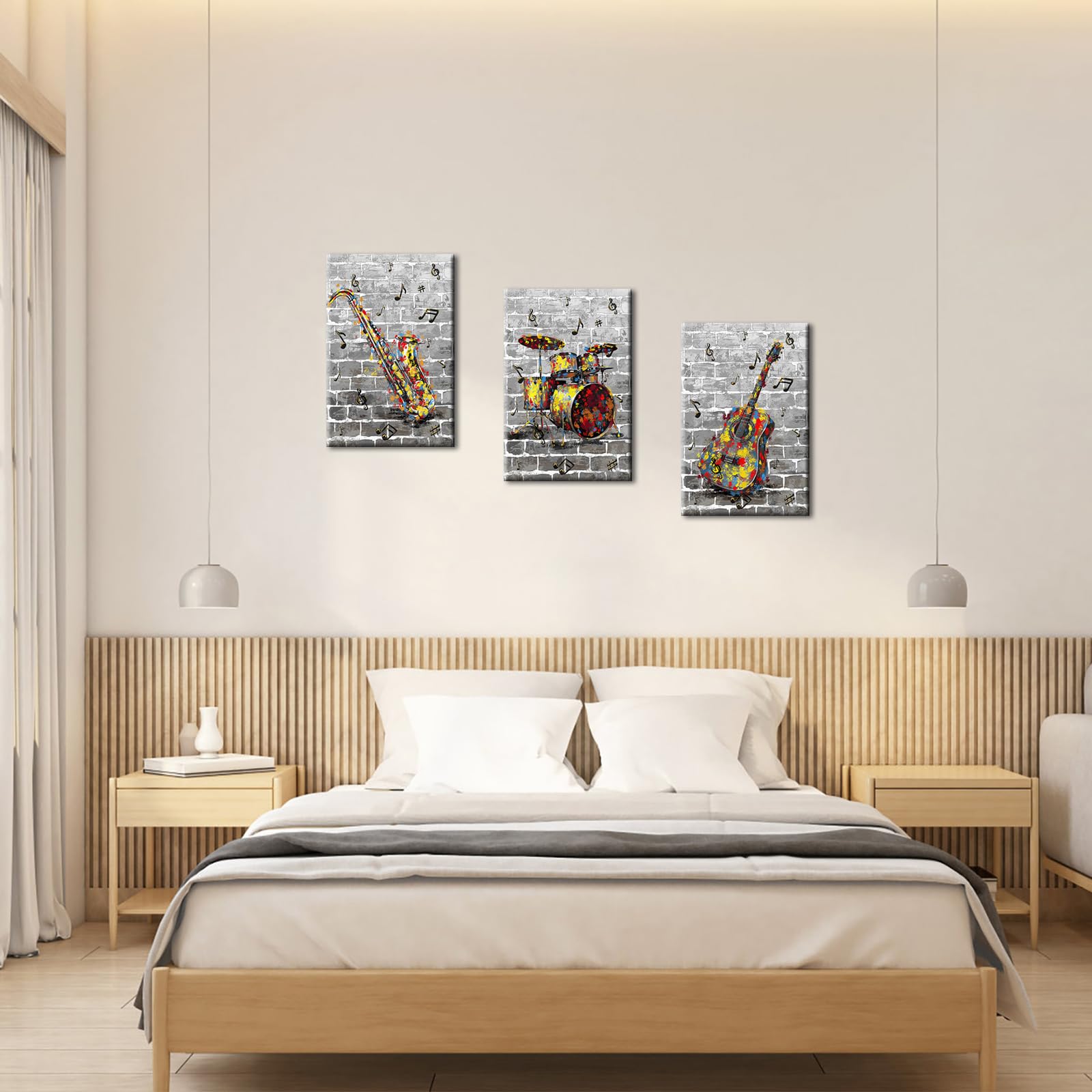 Conipit Arte de parede com grafite, música, instrumentos musicais